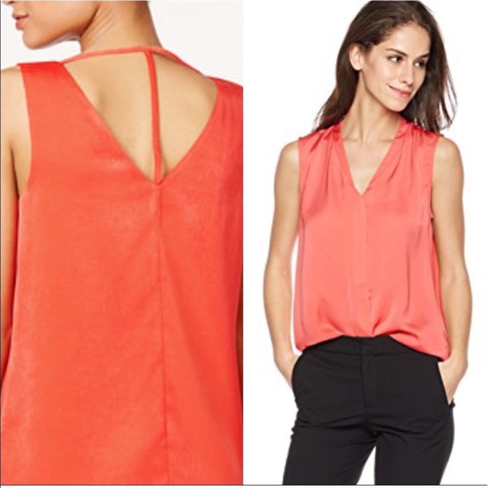 Bar III NWT Orange Silky T-Patterned office Top